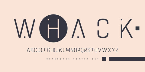 Vector thin linear sans uppercase letter set, alphabet, typography © rikkyal