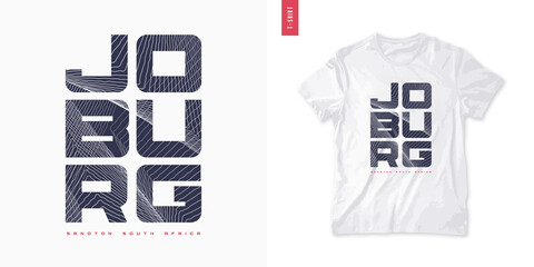 Naklejka premium Johannesburg. Abstract geometric t-shirt vector design, poster, print, template.