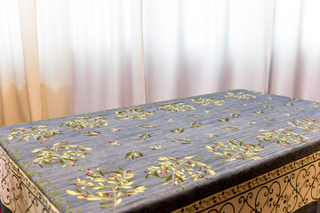 table-cloth on a rectangular table