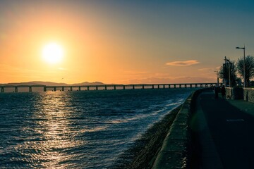 sunset at Tay River in Dundee, Scotland