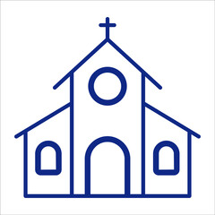 church icon, modern style Christmas and New Year line icon, Isolated winter holiday symbols