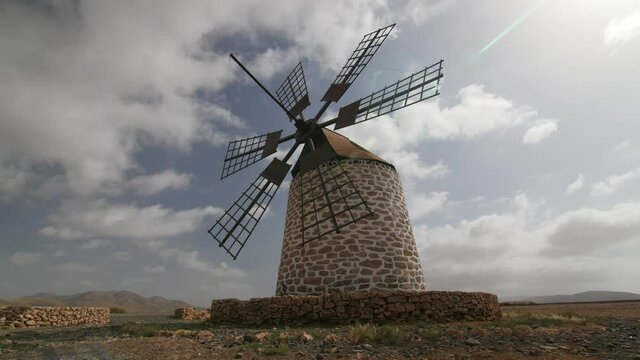 Windmill  Clouds time-lapse Fuerteventura.
