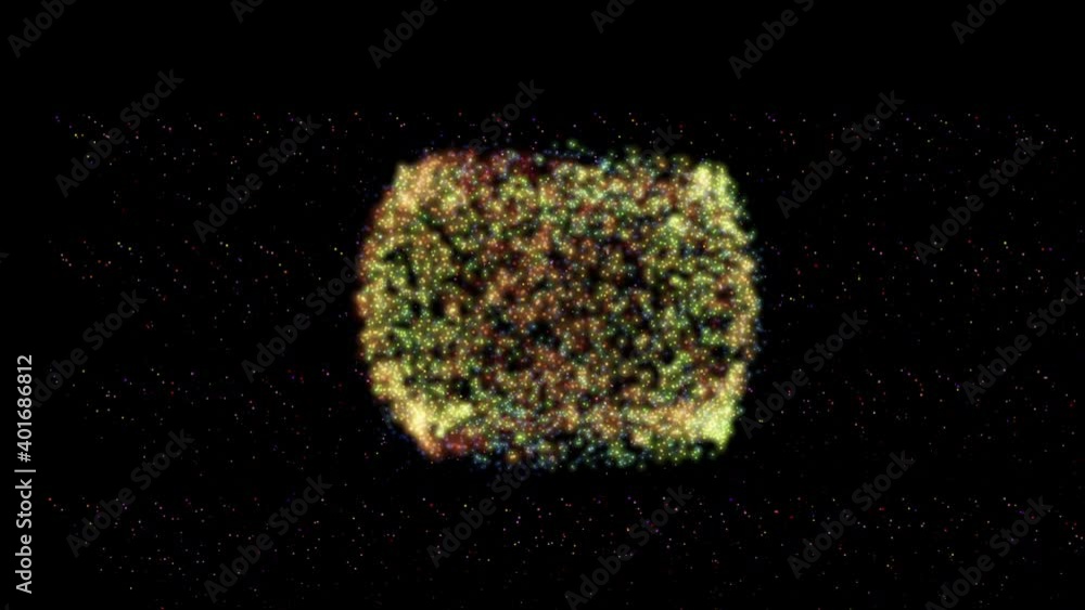 Poster isolated black background. close-up of an unidentified space object in the form of a rotating multi-