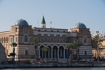 Tripoli, Libya - December 27, 2020: The main building of Central Bank of Libya.