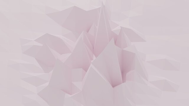 Mountain pink landscape 3d rendering background. Abstract snowy geometric sharp peaks.