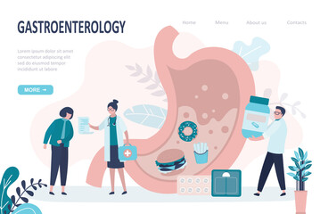 Doctor writes prescription for girl. Poor digestion from unhealthy food. Female character at gastroenterologist appointment