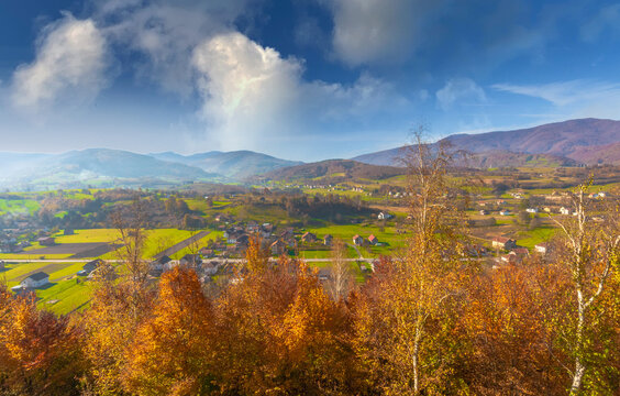 landscape with mountains and lake, Tarcin, town in Bosnia