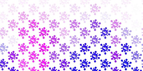 Light pink, blue vector backdrop with virus symbols.