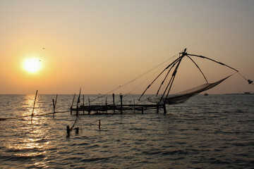 Fototapeta na wymiar Fishing Nets in Cochin, India