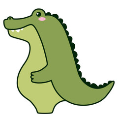 Cute little crocodile side view. Flat design for poster or t-shirt. Vector illustration