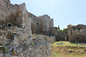 Fototapeta na wymiar Courtyard of ruined medieval byzantine Patras fortress, Greece