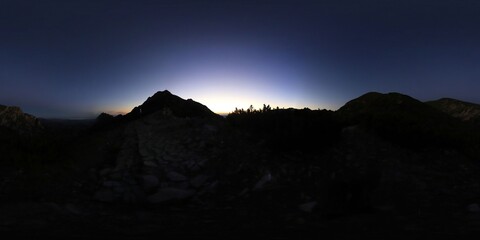 Obraz premium Sunrise in the mountains HDRI Panorama