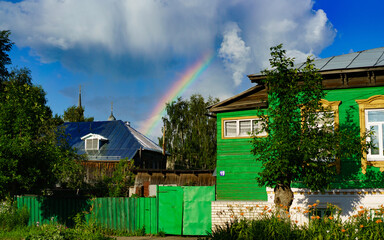 Wooden architecture of the city of Nerekhta in Russia.