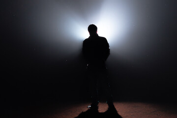 silhouette of a person in Rain