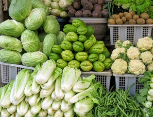 Fresh organic vegetables at a food market in Bali, Indonesia