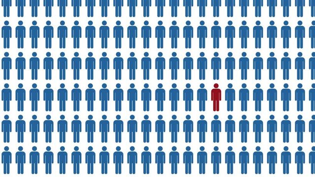 Unique person in the crowd , Crowd of people symbols increasing