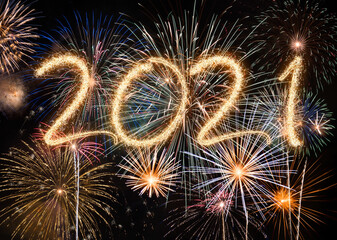 2021 New Year fireworks background