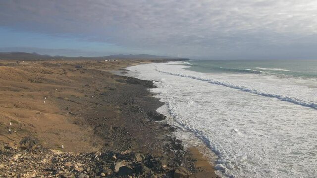 Big swell, slow motion Cotillo Beach Fuerteventura.