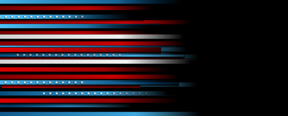 USA colors, stars and stripes abstract dark design. Independence Day modern vector background. Corporate concept american flag
