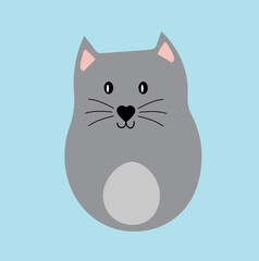 Cute cartoon cat animal. Vector illustration.