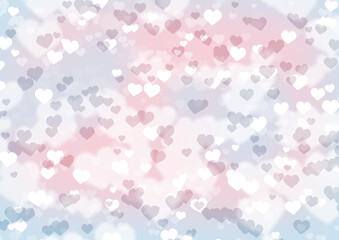 Fototapeta na wymiar Sweet background full of hearts in nice pastel colors, monochrome violet and pink composition.