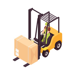 Forklift With Box Composition