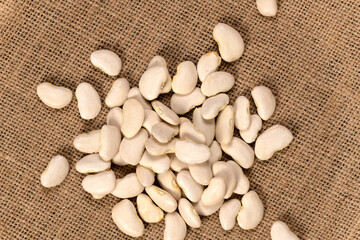 Large lima beans background and texture. Top view.