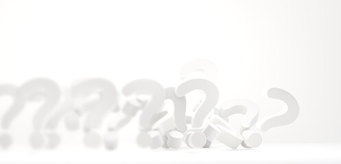 question marks partially blurred background 3d-illustration