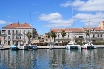 Fototapeta na wymiar in Sete, a seaside resort and singular island in the Mediterranean sea, it is named the Venice of Languedoc Rousillon, France 