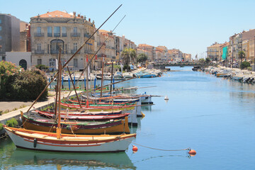 in Sete, a seaside resort and singular island in the Mediterranean sea, it is named the Venice of Languedoc Rousillon, France
 - obrazy, fototapety, plakaty