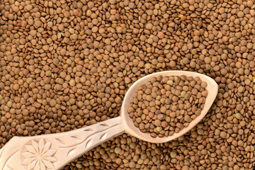 Lentils background and texture. Top view.