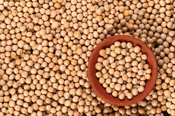Whole yellow peas background and texture. Top view.