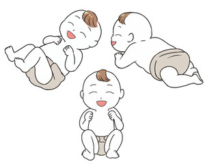 赤ちゃん　おむつ　笑う