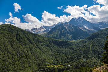 Fototapeta na wymiar Landscape of the green mountains of the Caucasus