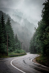 Transfagarasan, Romania - rainy mountain road