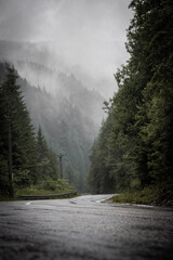 Fototapeta na wymiar Transfagarasan, Romania - rainy mountain road
