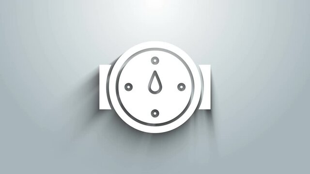 White Wind rose icon isolated on grey background. Compass icon for travel. Navigation design. 4K Video motion graphic animation