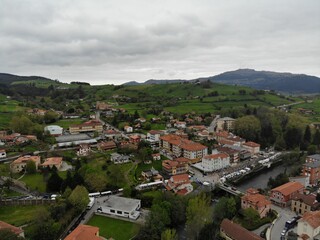Fototapeta na wymiar Aerial view of a mountain town in Cantabria