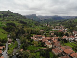 Fototapeta na wymiar Aerial view of a mountain town in Cantabria