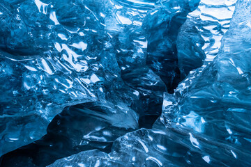 Natural blue ice in icelandic cave