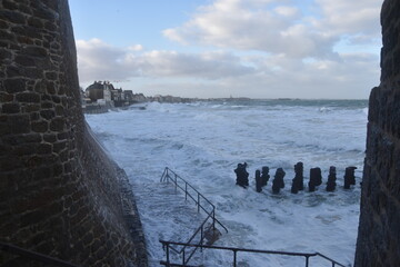 Saint-Malo, tempête, coup de vent, mer, furie