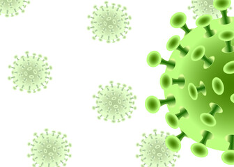 Coronavirus (COVID-19) is green. Infectious virus design over white background. Beautiful template, banner for media, websites, publications, news, prints.