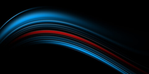  Abstract blue light trails in the dark, motion blur effect
