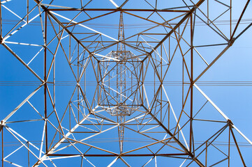 Transmission tower from the inside looking up