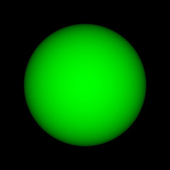 Green sphere with sharp edge and black background