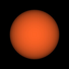 Orange sphere with sharp edge and black background