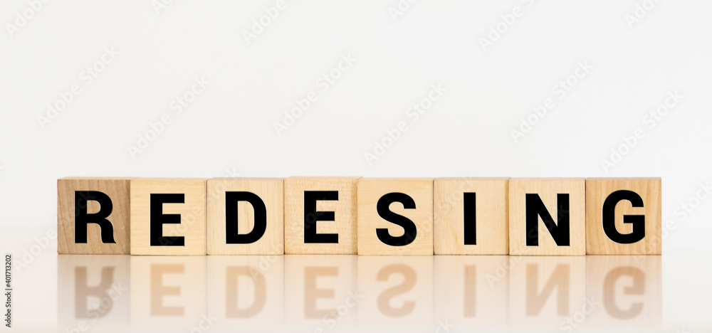 Poster redesign word made with building blocks