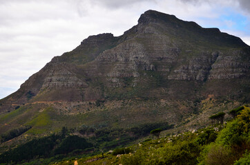Devil's Peak mountain, seen from Cape Town, South Africa, on a cloudy day