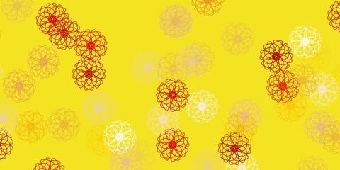 Light brown vector doodle background with flowers.