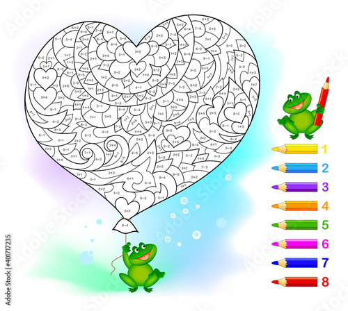 Download Math Education For Children Coloring Book Mathematical Exercises On Addition And Subtraction Solve Examples And Paint The Balloon Developing Counting Skills Worksheet For Kids Wall Mural Nataljacernecka